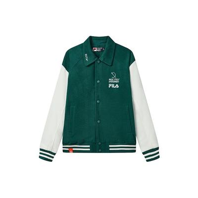 Colorblock Polo Button Baseballjacke Damenjacken Weizen-Grün F11W319707F-GN