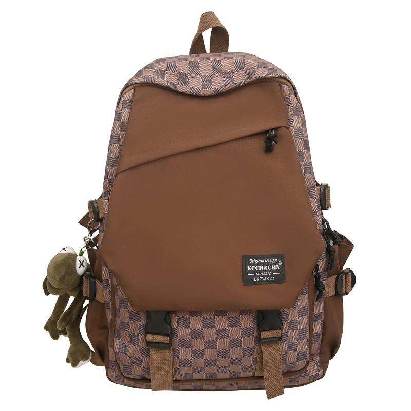 

Нишевый дизайн клетчатый рюкзак модный школьный рюкзак мужской студент колледжа рюкзак для путешествий на открытом воздухе женский ученик старшей школы сумка для компьютера хаки