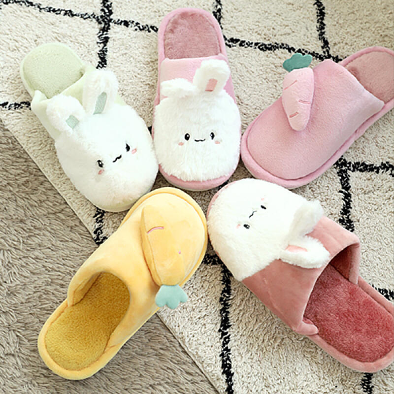 Home Dormitory Floor Noise Prevention Height Increase Cushion Rabbit Slippers LS560 Deep pink