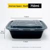 Rechteckiger Einweg-Lebensmittelbehälter für die Mikrowelle - Schwarz, Weiß & Transparent Takeaway-Mittagessensbox.