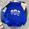 Women's Fleece Lined Hoodie Sweatshirt Skull Graphic Print Loose Oversized Pullover Hooded Jacket Casual Street Top For Autumn Winter