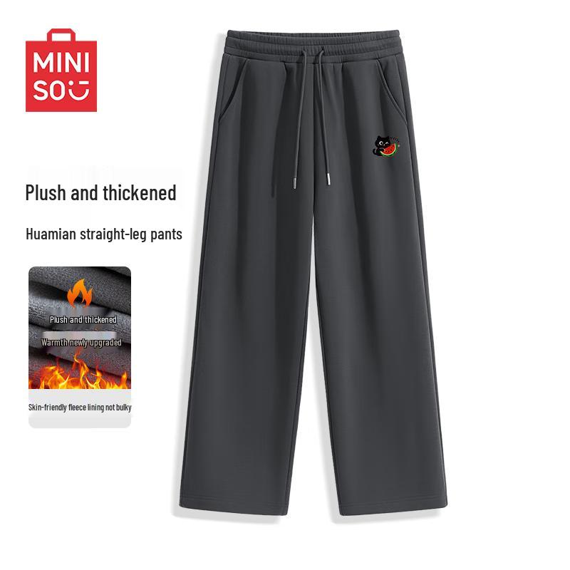 MINISO Men's Winter Fleece-Lined Straight Leg Casual Pants
