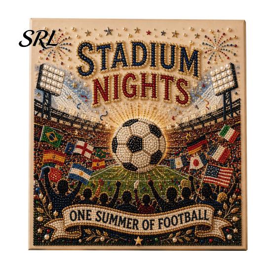 Family Craft Activity Football Stadium Pearl Painting Kit, DIY Soccer Ball Art Therapeutic Kit Nights 3D for Beginners Fans Gift Beginner-friendly A