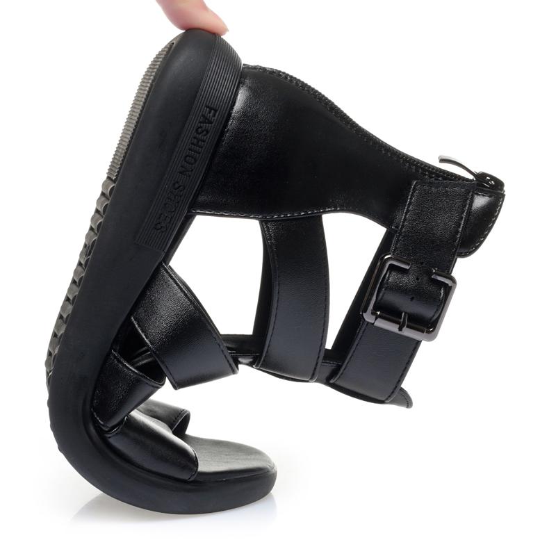 Fashion GKTINOO Summer Open Toe Genuine Leather Sandals Flat Shoes Roman Sandals 2025 Large Size Cool Boots Women Shoes Flat Sandals New