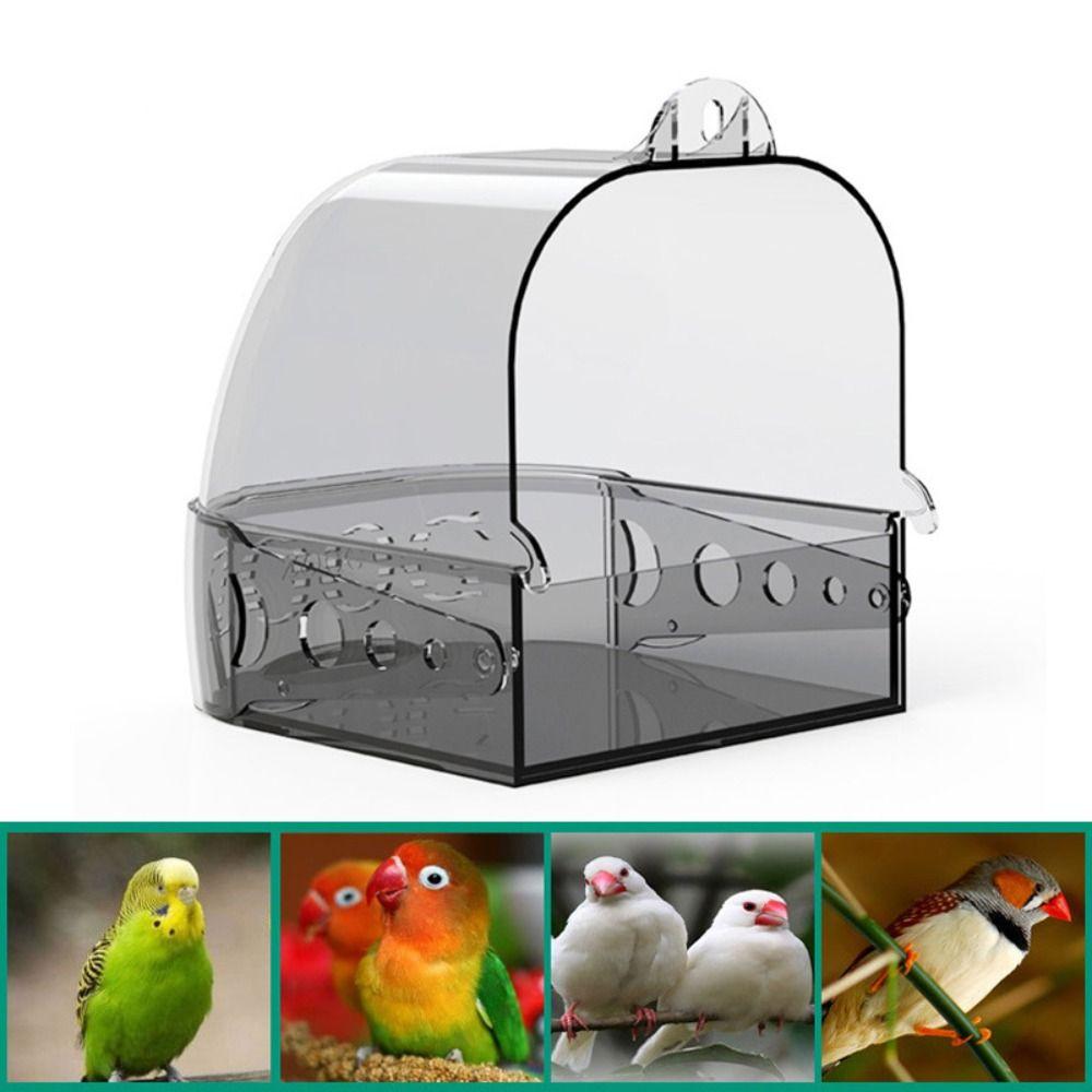 Drawer Style Bird Shower Box Wall Mount Bird Bath Box Practical Parakeet Bathing Tub  Pet Cage