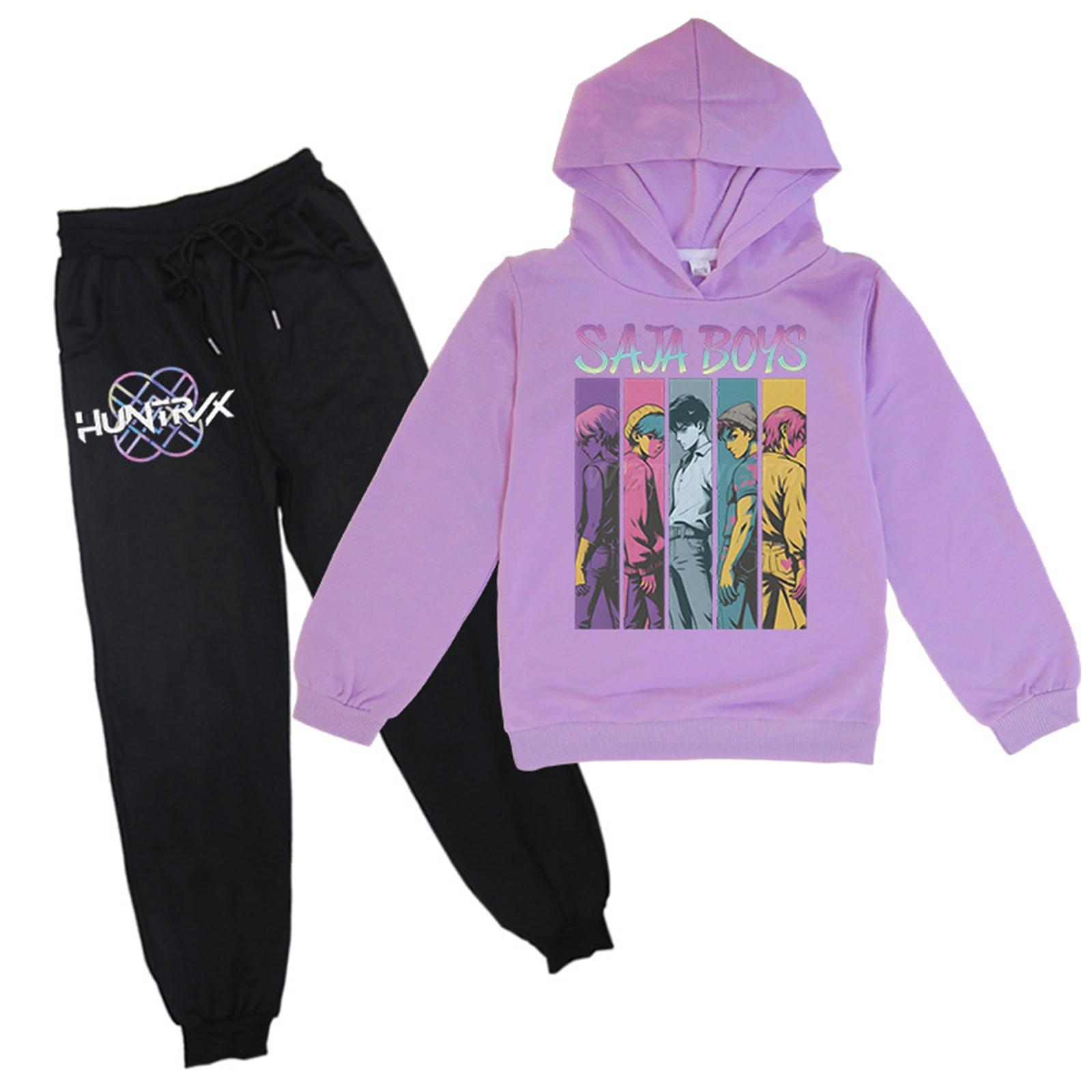 

Мальчики Девочки Спортивный костюм Одежда Толстовка с капюшоном Беговые штаны Спортивные костюмы Комплект Модный наряд 160 фиолетовый