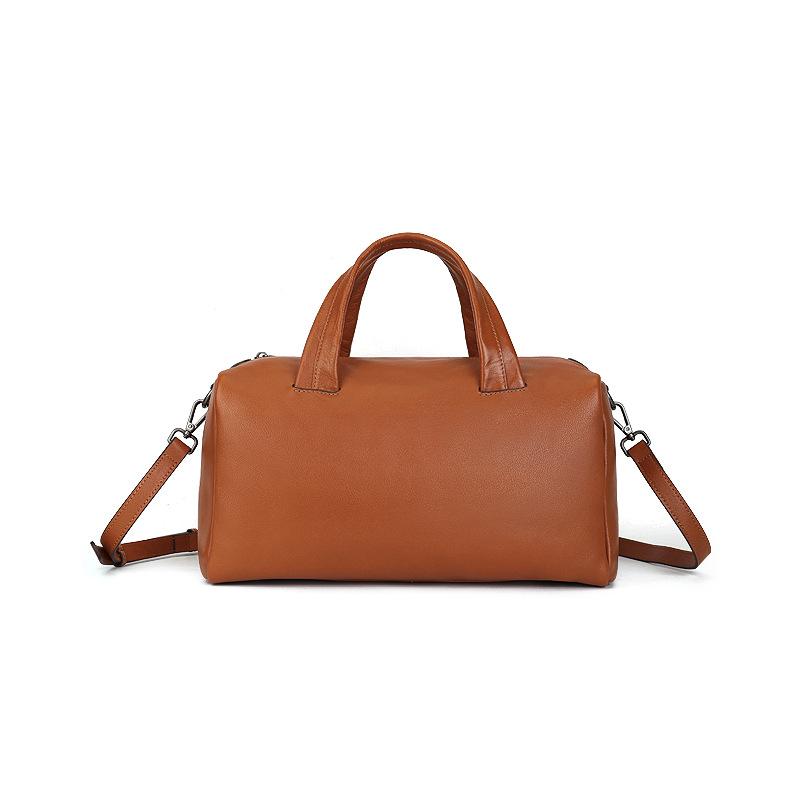 Large-capacity Boston Bag Genuine Leather Commuter Hand-held Pillow Bag Large Bag