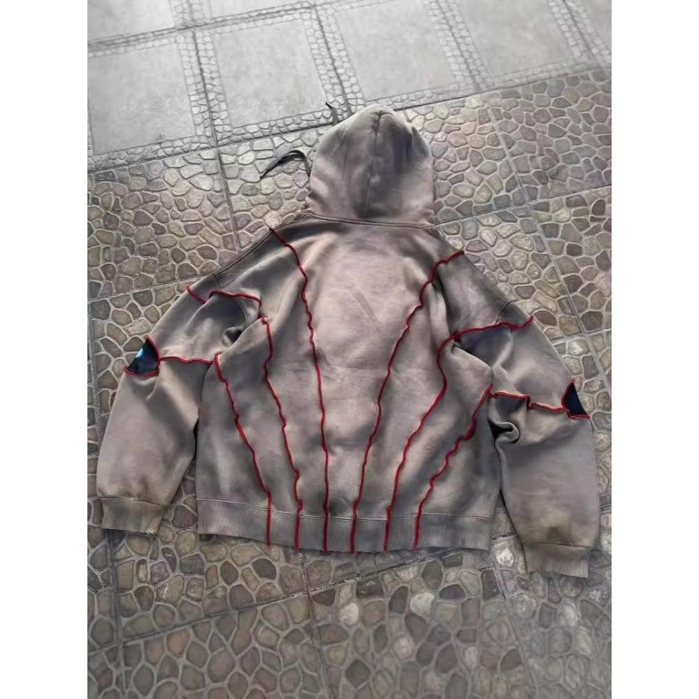 Gothic Punk Ögonmönster Patchwork Huvtröjor Dam Y2k Topp Ny Retro Lös Långärmad Sweatshirt Herr och Dam Huvtröja Streetwear