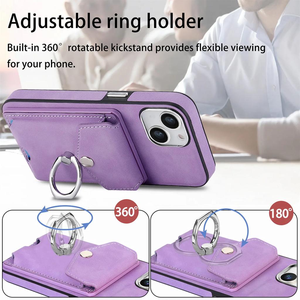 PU Leather Electroplating Ring Phone Case for IPhone 13 12 Mini 16 15 14 11 Pro XS Max XR 7 8 Plus Wallet with Card Holder Cover