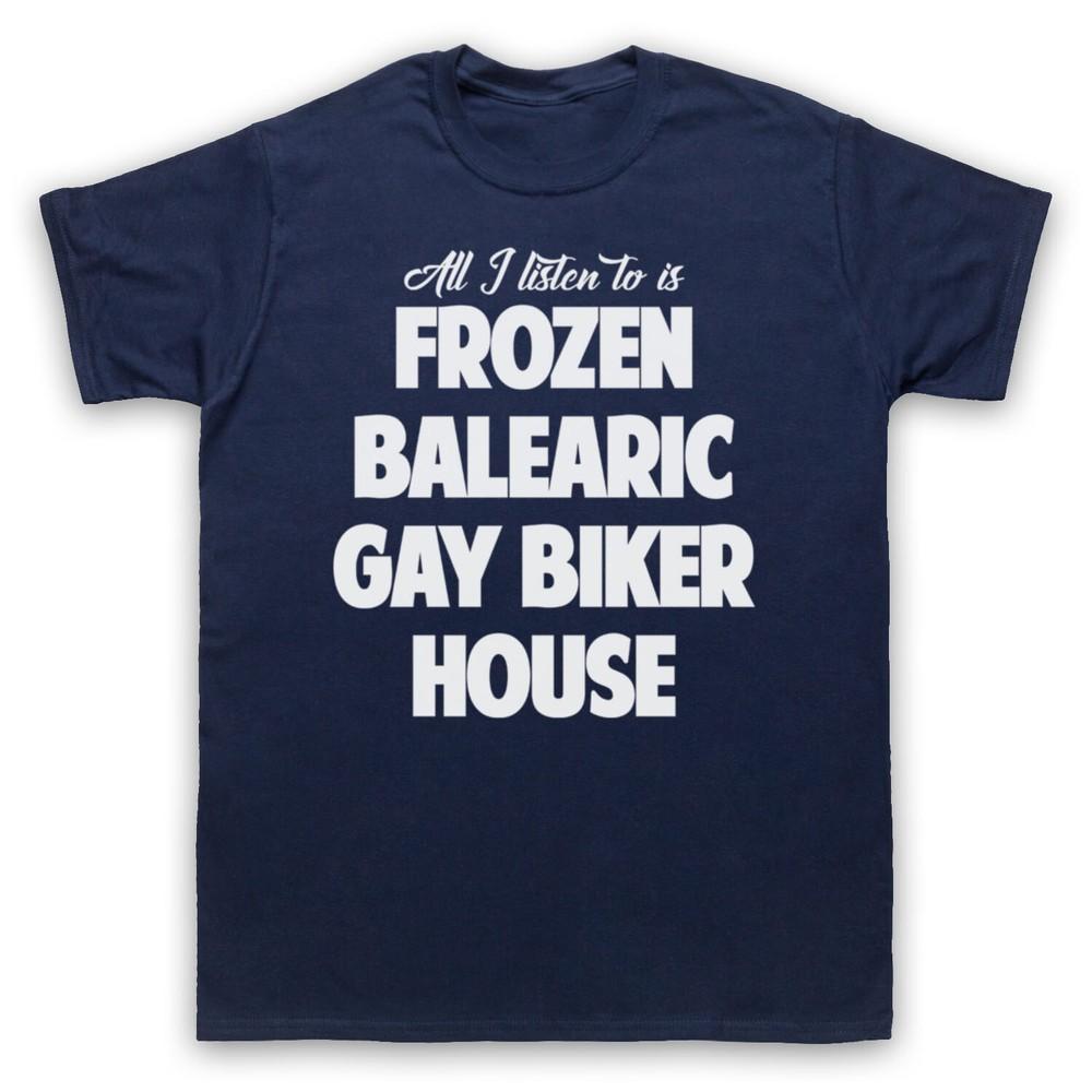 

Frozen Balearic Gay Biker House Niche Dance Music Mens And Womens T-Shirt 2XL