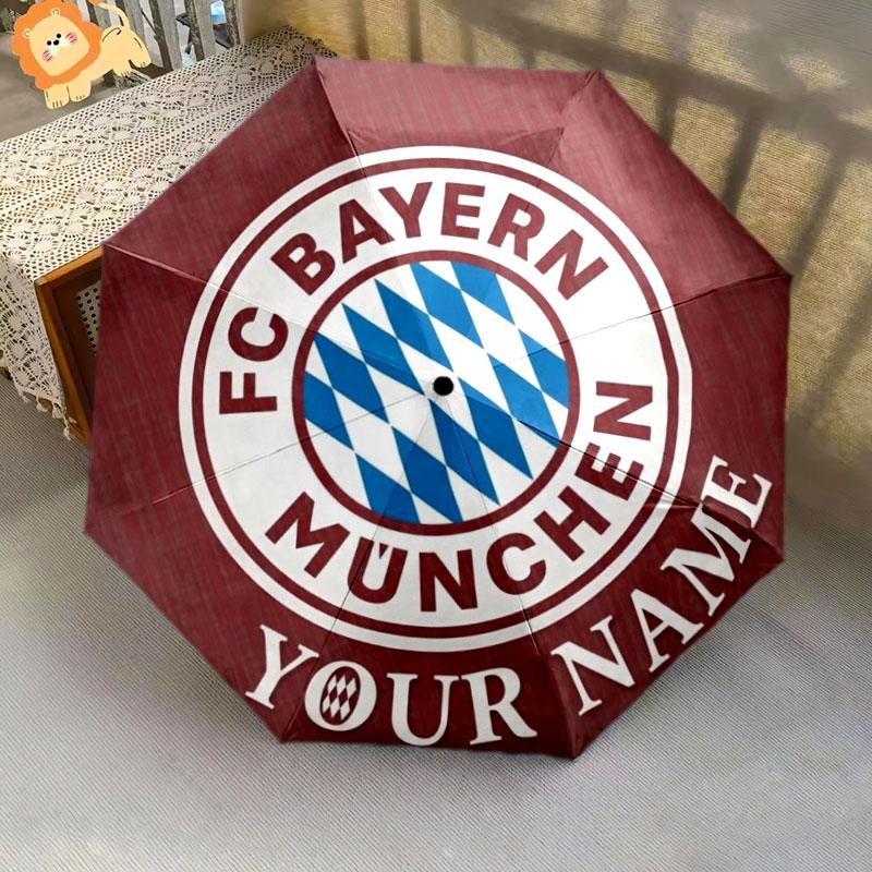 1 PC Automatic Folding Umbrella - FC Bayern Munchen Custom Name Pattern, Portable & Foldable Design with 8 Ribs, Christmas Birthday Gifts