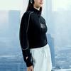 Fila Fusion Urban Tech Letter Print Knit Pullover Stand Collar Waist Cinched Short Half Zip Sweatshirt Women Sweatshirt Black T11W411201FBK