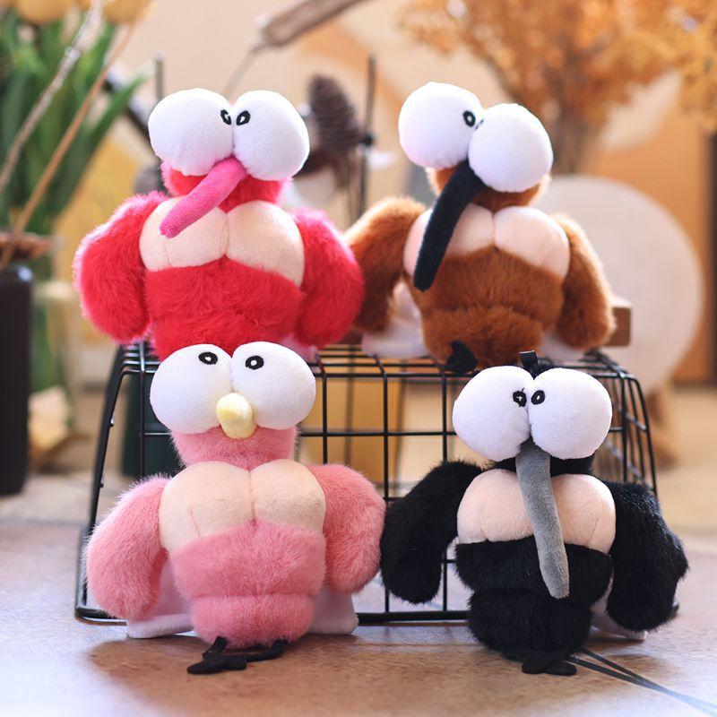 1Pcs Cartoon Muscle Mosquito Pendant Plush Doll for Kids Unique Stuffed Toy Backpack Car Ornament Gift
