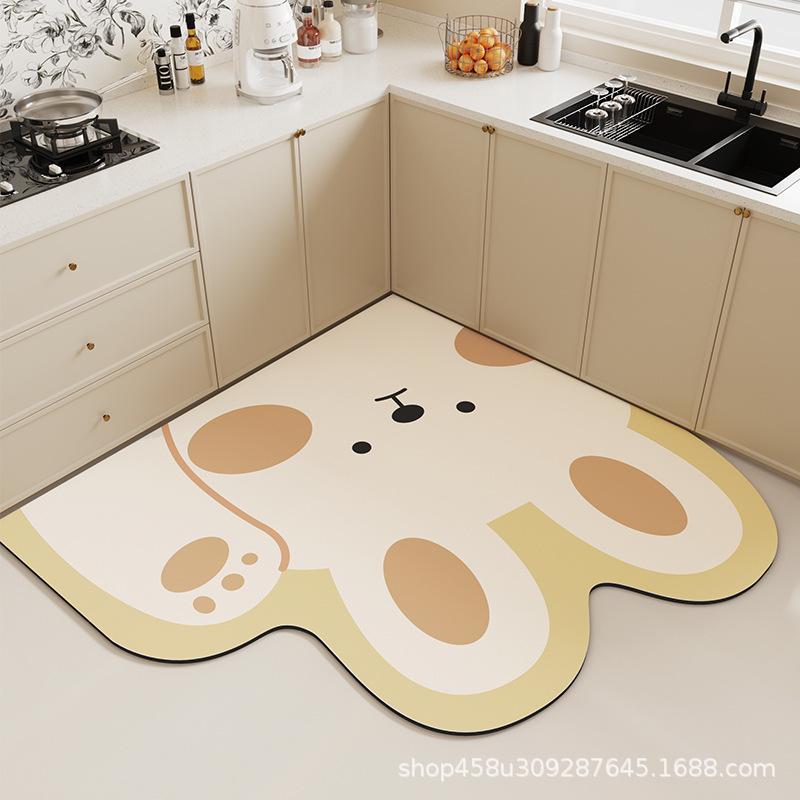 

Slip-resistant Toilet Oil-proof Cartoon Moisture-wicking Mat Bathroom Door Entry Mat Diatom Mud Durable Durable 60x60cm