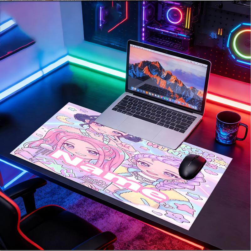 Tappetino per Mouse Personalizzato con Nome e Motivo Cacciatori di Demoni KPop, Tappetino da Scrivania per Laptop PC, Tappetino Decorativo per Scrivania per Casa, Tappetino per Tastiera, Regalo