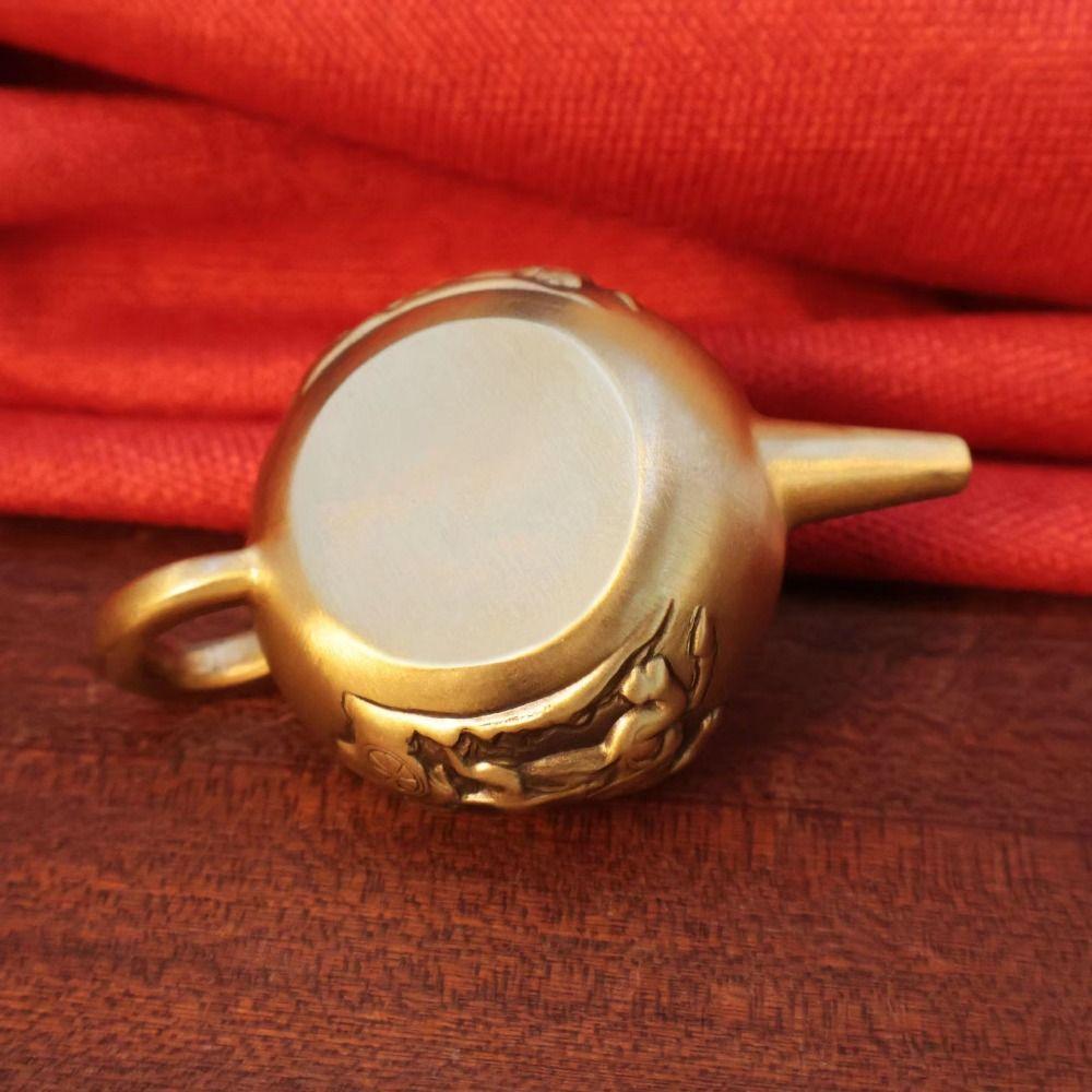 Creative Tea Kettle Miniature Traditional Teapot Sculpture Retro Brass Teapot  Room Decor