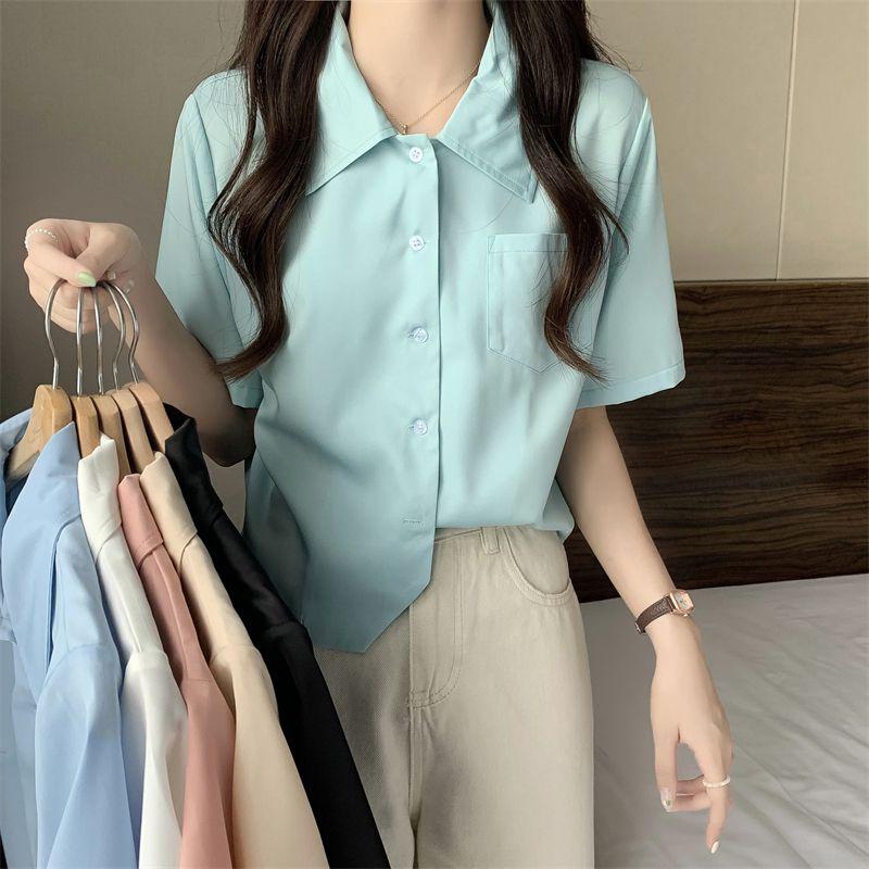 

Женская футболка с коротким рукавом и воротником поло, лето, новая, французский темперамент, дизайн высокого класса, нишевый короткий топ One size