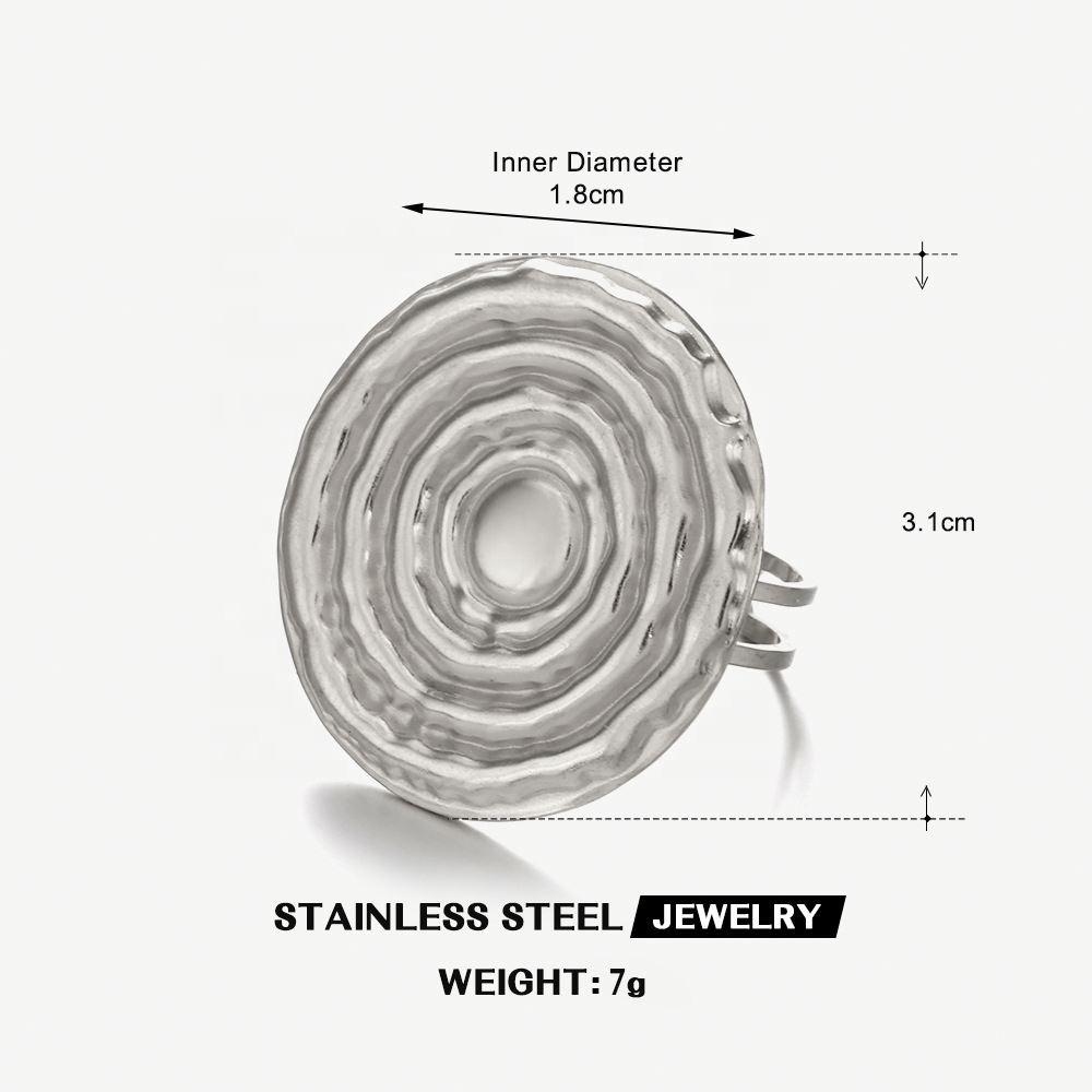New Fashionable Popular Stainless Steel Minimalist Style Geometric Round Personality Hip Hop Rotating Thread Ring for Women
