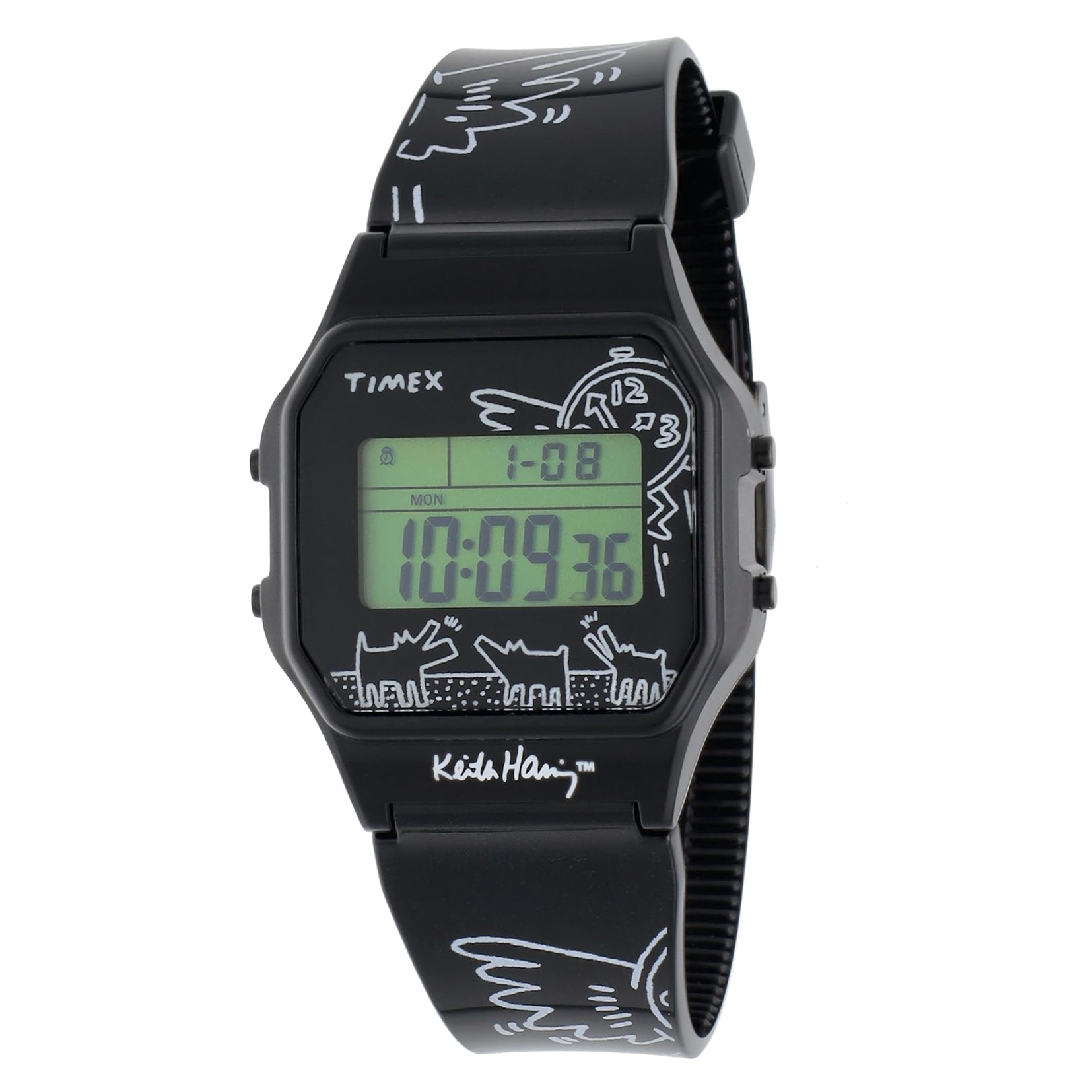 Классические цифровые часы [TIMEX] T80, 3 АТМ, водостойкие, цифровые, кварцевые, прочные, пластиковые, циферблат, TW2W25500, мужские [Оригинал]