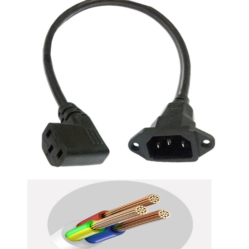 C14 to C13 Extension Power Cord IEC 320 C13 Female to C14 Male with Screw Holes Power Adapter Cable For Office Home