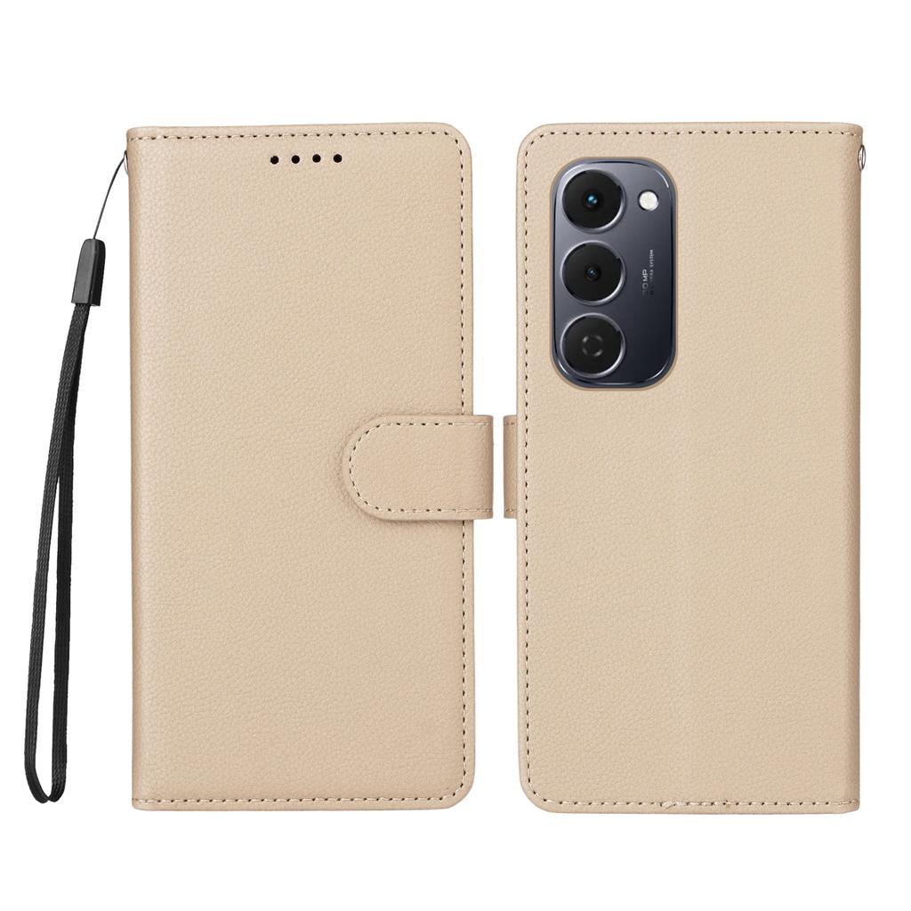 For TECNO Spark 40 Pro+ 4G Case RFID Blocking 3 Card Slots PU Leather Phone Cover with Wrist Strap