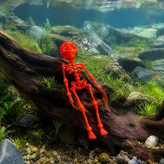Halloween Locker Accessories Dancing Skeleton Aquarium Bubbler, Dynamic Fish Tank Ornament, Holiday Party Favors 3D Printed Articulated Skull