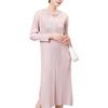Women's Summer Casual Pleated Skirt Dress with Hood, Long Sleeves, Loose Fit, Plus Size, and High-End Slit Mid-Length Design.