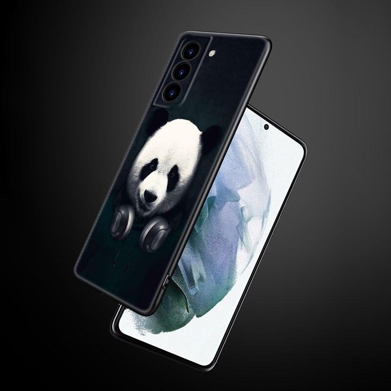 Chinesische Bär Panda Handyhülle für Samsung Galaxy S22 Pro S21 S20 Ultra FE S10 Lite 5G S10E S9 S8 Plus Weiche TPU Schwarze Hülle