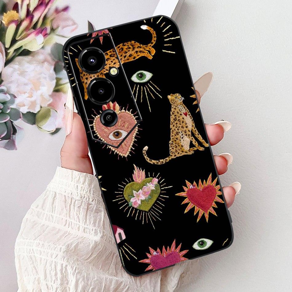 Für Tecno Pova 4 Pro Pova4 Elegantes Blumiges Katzen Handyhülle Für Tecno Pova 4 4Pro LG8n LG7n Klare TPU Silikon Weiche Hüllen Stoßfänger