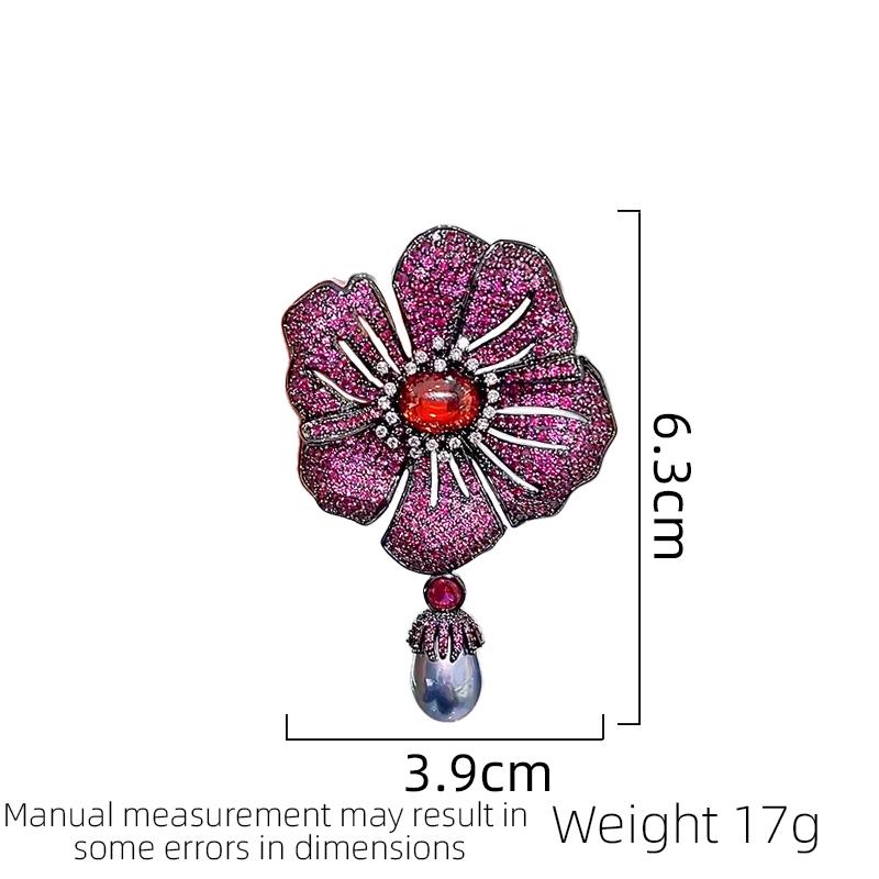 

Брошь SUYU Style Медь Микро Инкрустация Кубическим Цирконием Пятилистник Женские Аксессуары Подарок Оптом красный