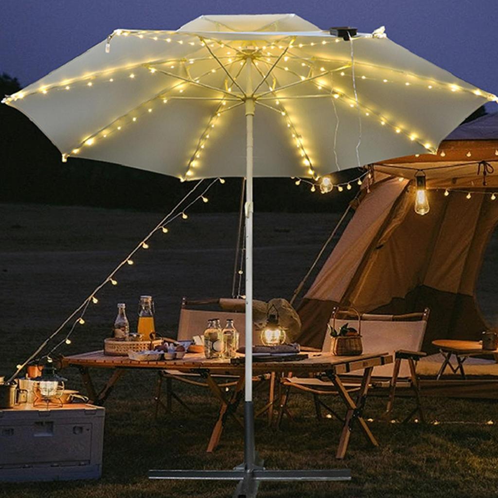 Lights For Patio Umbrella Solar LED String Lights Patio Umbrella Waterproof Ambient Lighting With 8 Modes For Outside Deck