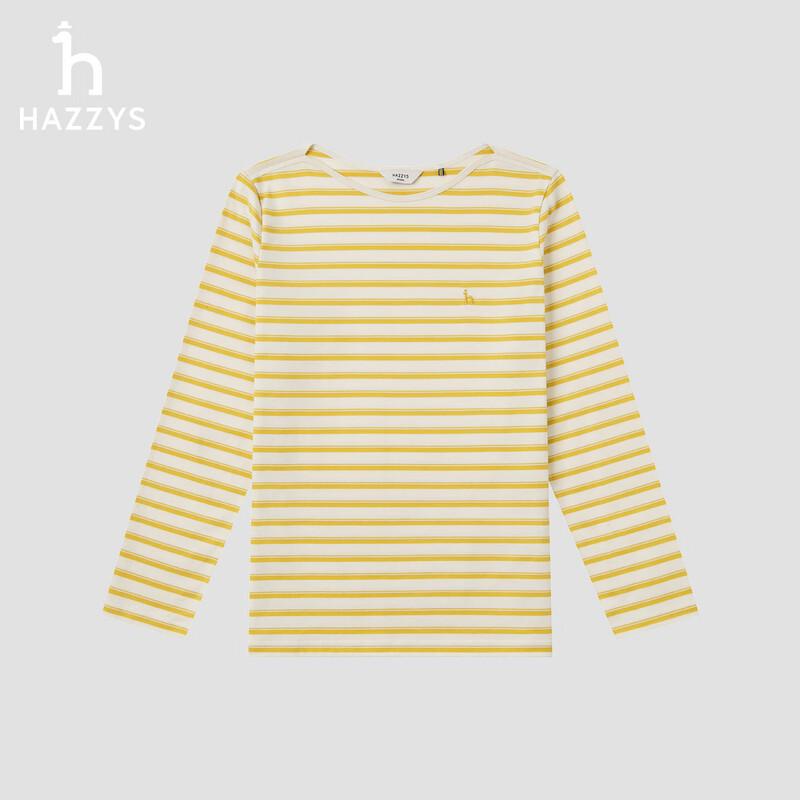 HAZZYS Women s Striped Off-Shoulder Long Sleeve T-Shirt M