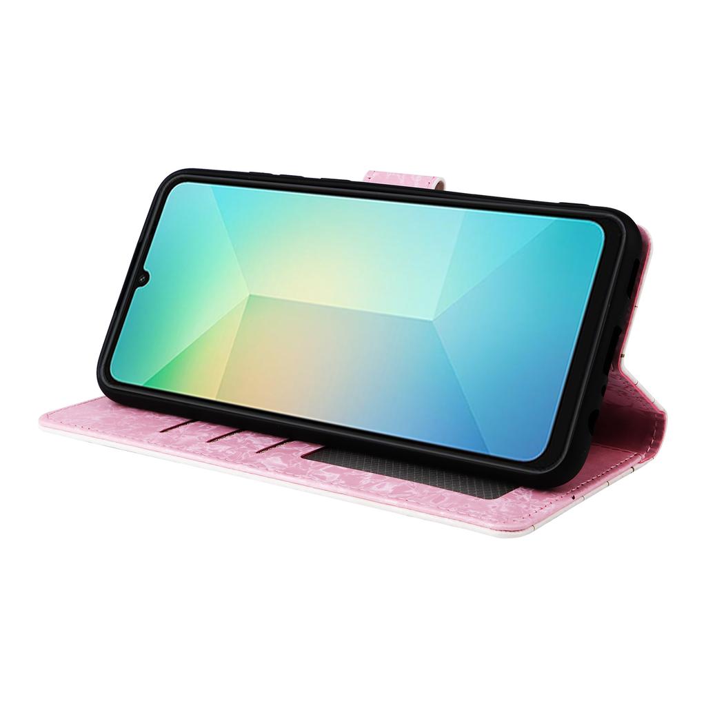 For Samsung Galaxy A07 4G/A06 4G/A06 5G Case RFID Blocking Flower Leather Phone Cover with Wrist Strap