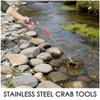 75Cm Stainless Steel Crab Tongs Snake Catcher Folding Eel Clamp Non-Slip Grip Seafood Handling Tool Crab Fishing Gear Reptile