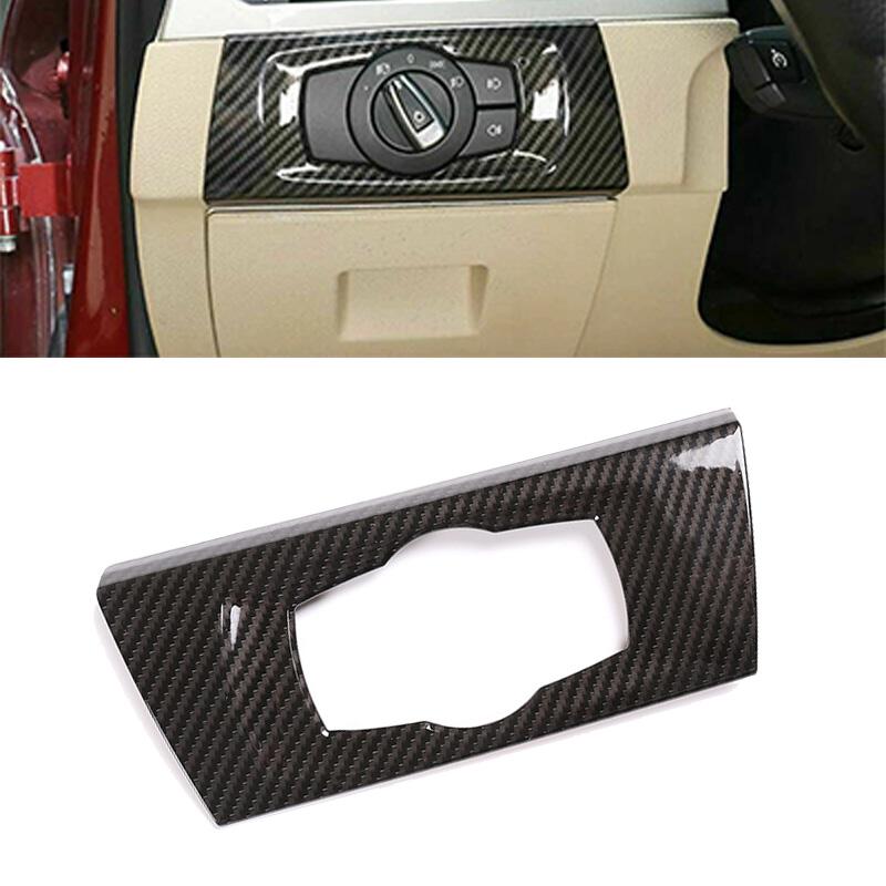ABS Carbon Fiber Car Headlight Switch Decorative Frame Cover Trim For BMW 3 Series E90 2005-2012