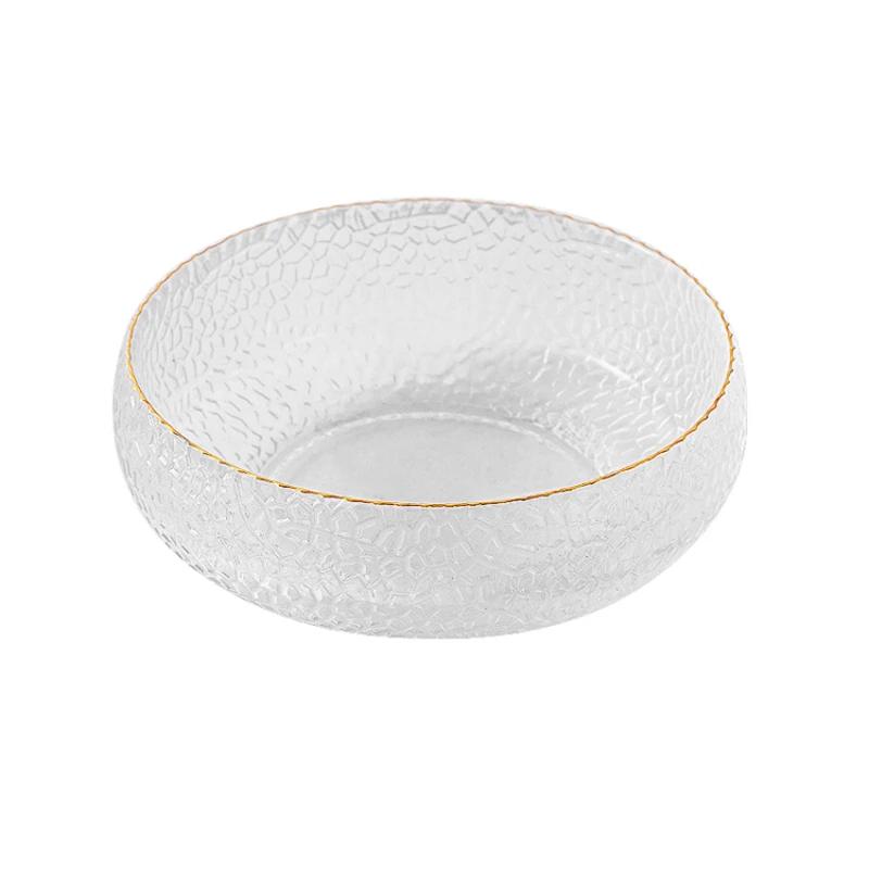 Japanese Hammer Grain Glass Bowl Round Dessert Bowl Fruit Salad Bowl Ice Cream Cereal Breakfast Bowl Transparent Small Bowl.