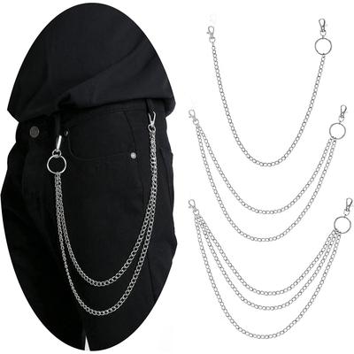 3 Pieces Jeans Chains Wallet Chain Pants Chain, Silver Pocket Chain Hip Hop Rock Chains Punk Gothic Metal Belt Chain Biker Trouser Chain Accessory