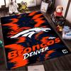 Denver Broncos Logo In Orange and Navy Theme Non-slip Rug Suitable for Living Room and Bedroom Sofas.