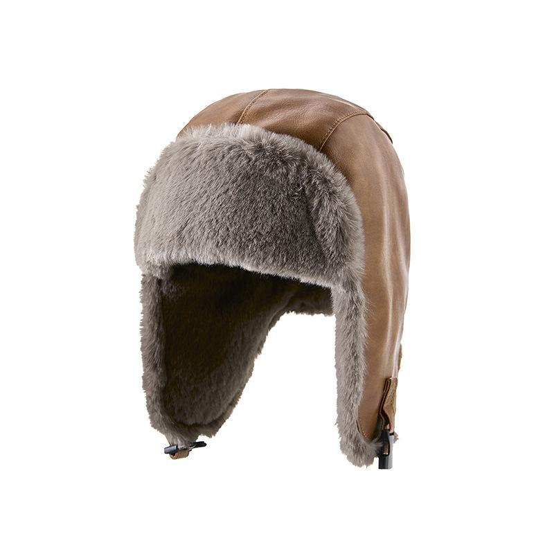 

Мужская водонепроницаемая зимняя шапка Lei Feng с защитой ушей — теплая, ветро- и снегозащитная, плюс бархат для езды на велосипеде в холодную погоду M (58cm) коричневый