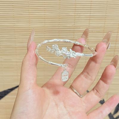 High-value Fu Character Bamboo Joint Open Bracelet New Chinese Butterfly Flower Cluster Flying Young Women's Bracelet Ins