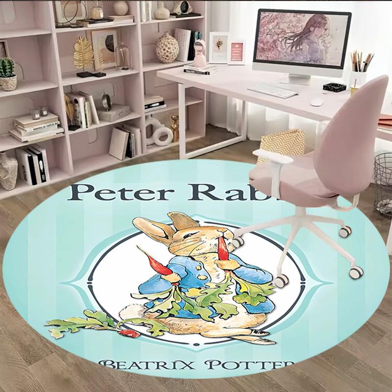 1pc Peter Rabbit2 Print Round Carpet Chair Round Carpet Suitable for Bedroom Living Room Home Decorative Carpet