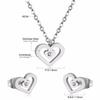 Love Earrings Necklace Set Fashion Sweet Necklace Cut Stainless Steel Jewelry Set Women