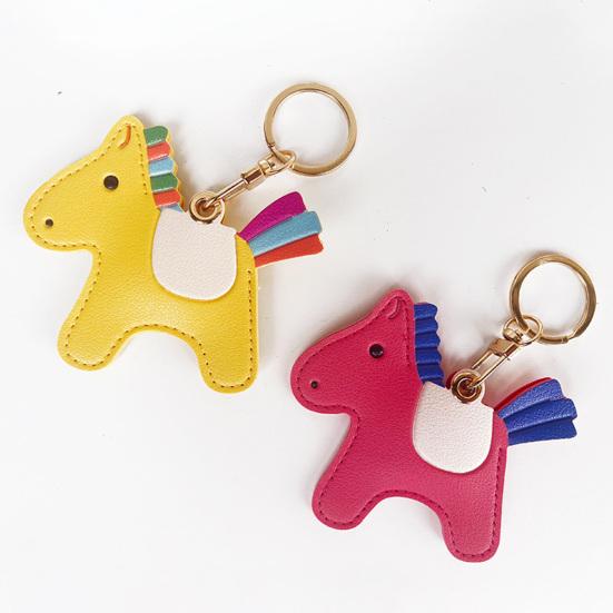 Portachiavi Ciondolo Forma di Cavallo Cartone Animato Portachiavi Portacarte Controllo Accessi Pelle Sintetica Borsa