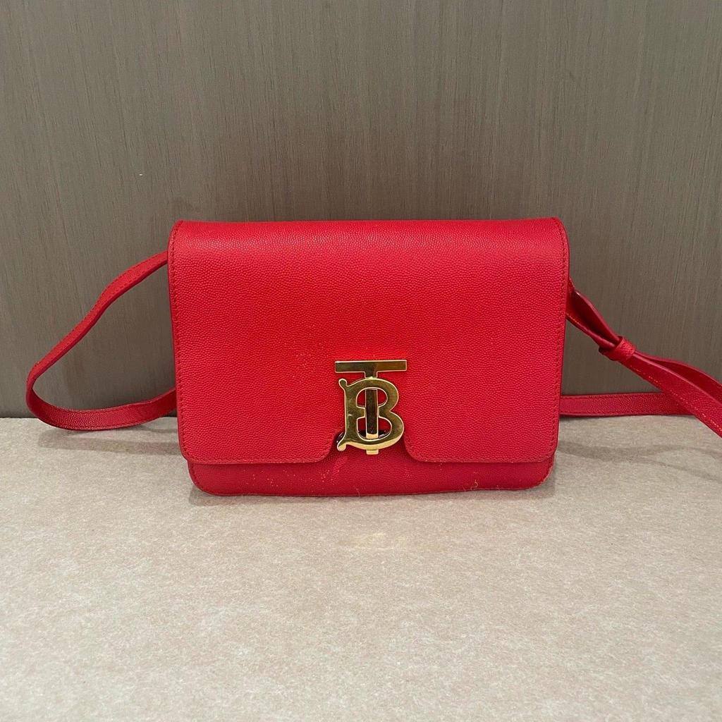 [Pre-Owned] Tb Mini Red Leather Shoulder Bag With Gold Hardware - Good #MZU1M8