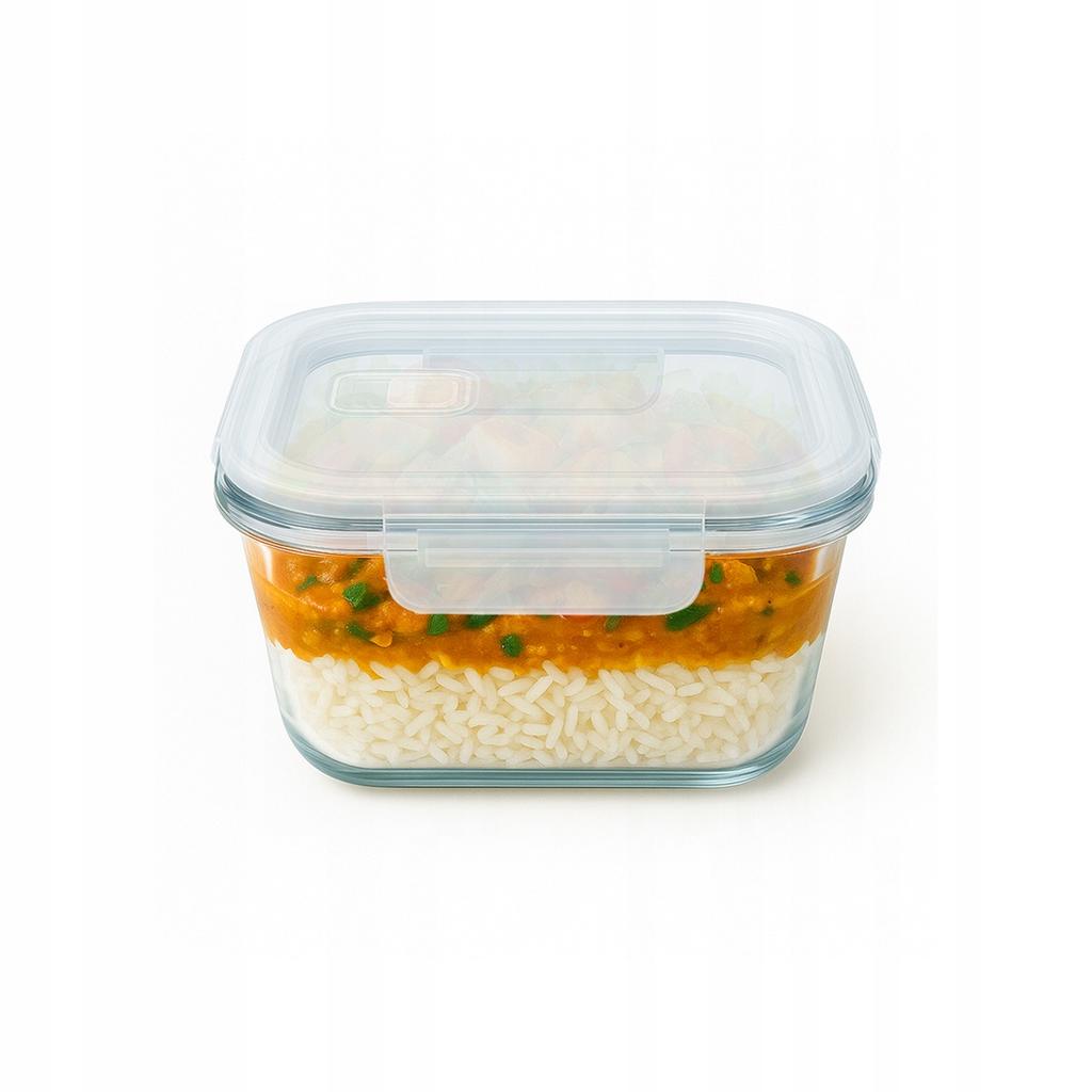 Pojemnik Szklany Lunchbox Kwadratowy 320 Ml Na Żywność Obiad Lunch Sałatki