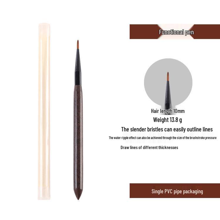 Japanese Sandalwood Nail Art Round Liner & Builder Gel Brush Set