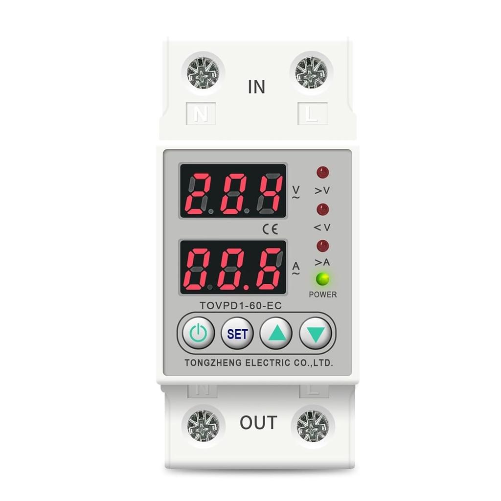 Dispositivo Protetor de Sobretensão e Subtensão Ajustável 230V Relé Protetor Monitor Limite de Corrente 40A 60A 80A 100A 1 Peça(L N 230V 100A)