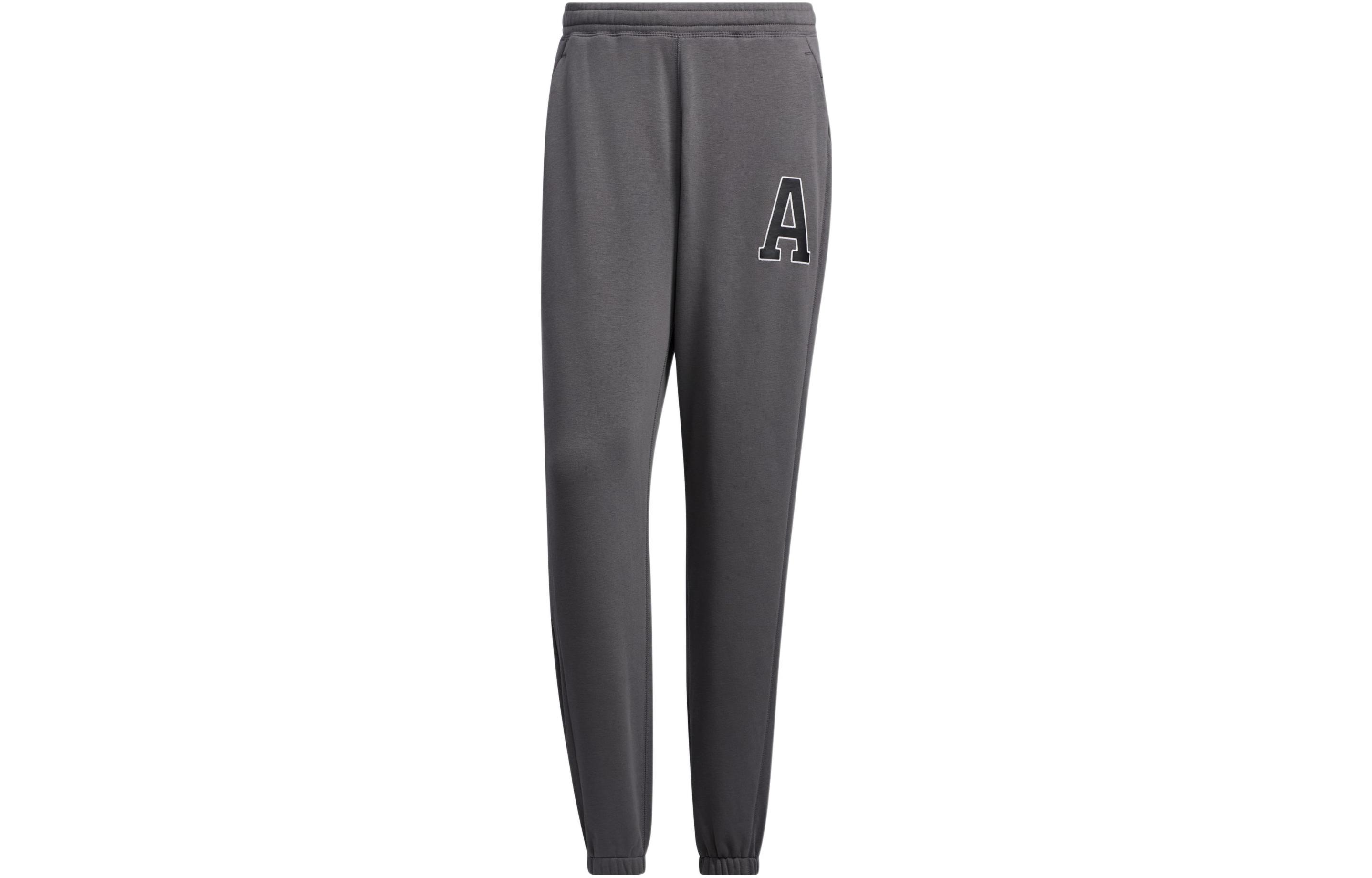 

Adidas Letter Logo Print Loose Fit Fleece Lined Knitted Sweatpants Men s Dark Gray IB2741 M