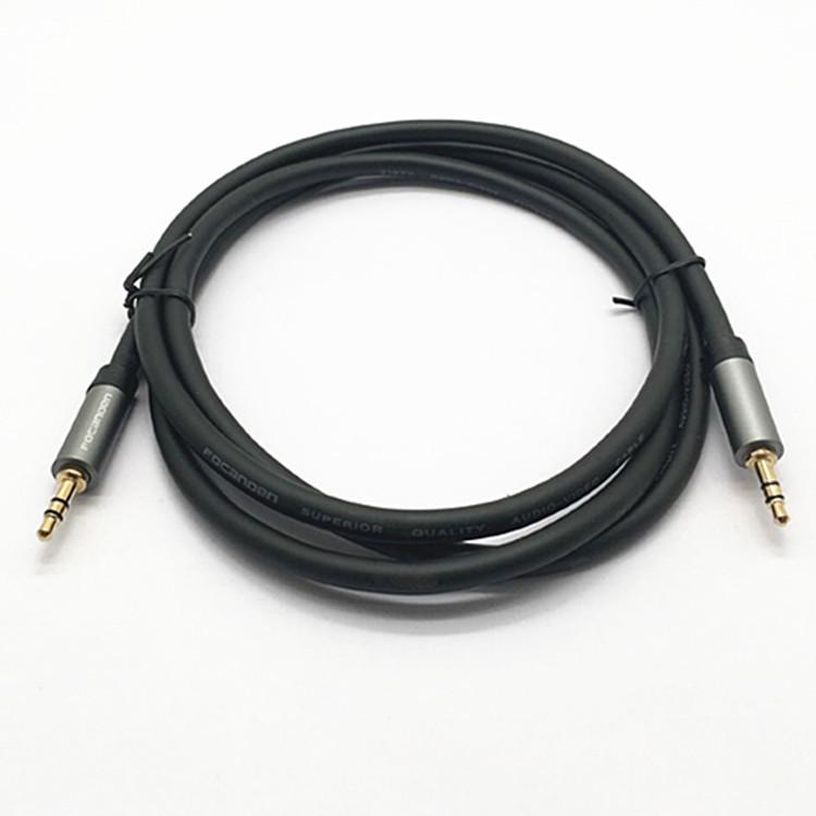 Gold-Plated Aluminum 3.5mm Male-to-Male AUX Recording Cable, Black Leather Finish