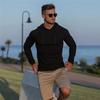 Muscleguys Spring Autumn Mens Running Hooded T-shirts Thin Knitted Sports Sweaters Classic Pit Strip Slim Fit Gym Fitness Pullover T Shirts
